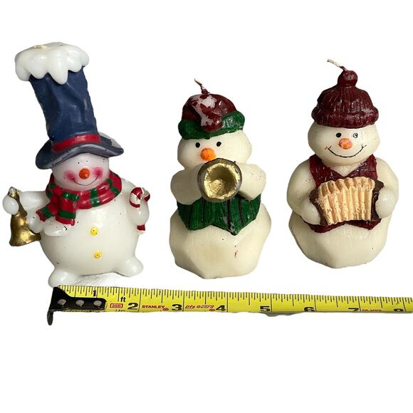Vintage Snowman Candles Lot of 3 Paint Flaking 3D Molded Unlit Figural - Picture 1 of 13